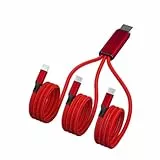 GIMIRO 3 in 1 USB Typ C auf Typ C Ladekabel [120CM Jeder Zweig] 66W Max PD Schnellladung Muti-use USB C Datenkabel für Auto-Aufladung Kompatibel mit HUAWEI XIAOMI SAMSUNG (Red/C-CCM)