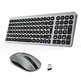 LeadsaiL, kabelloses Tastatur- und Maus-Set, 2.4 G, leise-schlank-Kombination (QWERTZ, deutsches Layout) mit 2-in-1 USB Nano Empfänger, für PC, Desktop, Laptop, Windows XP / 7 8 10, Mac, Grau