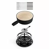 Swissmar KF-66513 Lugano Fondue Set 9-teiliges, Gusseisen/Edelstahl, Mattschwarz, 2L, Fondue-Set für Fleisch, Käse und Schokolade, für 4 Personen, Geschenkset