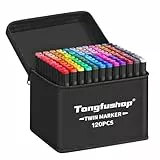 Tongfushop 120 Farben Marker Stifte Set, Meißel & Feine Verdoppelt Spitzt Alkoholmarker, 2 Sekunde Schnell Trocknende Kunst Sketch Permanent Filzstifte für Zeichnung, Design, Rendering, Brief, Manga