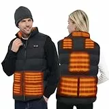 DR.PREPARE Beheizte Weste mit 10 Heizzonen & 3 Wärmestufen, Flauschige Beheizte Bodywarmer Jacke, Schwarz, ohne Akkupack, L-XL
