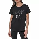 DKNY,Women's Blouse/Shirt,RHSTN GRFTI LG SS TE,BLK/Black,XL