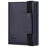 VON HEESEN Slim Wallet mit RFID Schutz - Geldbörse Herren klein - Mini Geldbeutel Damen Portmonee - Kartenetui Echtleder Karten Portemonnaie - Leder Kreditkartenetui Blau