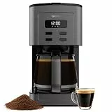 Cecotec Filterkaffeemaschine Coffee 66 Time. 800 W, 1,3 L für 12 Tassen, ExtremeAroma Technologie, 24 h programmierbar, Warmhaltefunktion, Edelstahl-Design, robuste Glaskanne, inkl Dauerfilter