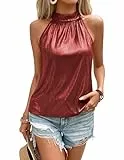 Zeagoo Glitzer Oberteile Damen Pailletten Tops Ärmelloses Sparkle Trägershirt Neckholder Party Tank-Tops Shirt Cocktail Vest Shirt Für Frauen Winerot XXL