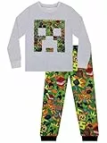 Minecraft Schlafanzug Jungen, Creeper Schlafanzug Kinder, Langarm Schlafanzüge für Jungen, Weicher Pyjama Kinder Für Winter, Mehrfarbig 128