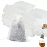 Vonsera 100 Stück Teefilter für Losen Tee 7 X 9cm, Teefilter Einweg Teebeutel mit Kordelzug, wiederverwendbar, für Tee, Gewürze,Vanille, Lavendel, Kaffee (Weiß)