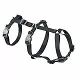 Ferplast Hundegeschirr Mittelgroße Hunde Brave MEDIUM, Ausbruchsicheres Hundegeschirr, Greyhound, Verstellbares Geschirr für Hunde, 6 Verschlüsse, Schwarz
