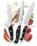 RÖSLE PURA Messerset 3-tlg. - Hochwertiges Küchenmesser Set inkl. Kochmesser, Universalmesser und Gemüsemesser, Klingenspezialstahl, ergonomische genietete Griffe, ideal für alle Schneidearbeiten
