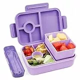 Bugucat Brotdose Kinder 1300ML, Lunchbox Auslaufsicher Mit 5 Fächern, Bento Box für Kinder & Erwachsene, Vesperdose Frühstücksbox für Mädchen & Jungen BPA-Frei Lila