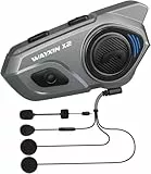 WAYXIN X2 Motorrad Intercom, Integriertem Intercom System, Motorrad Bluetooth Headset für bis zu 4 Motorräder, mit HiFi/Musik Teilen/FM Radio/AI Sprachassistent /IP67 Wasserdicht（1pc）