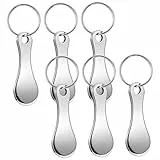 TIESOME 6 Stück Einkaufswagenlöser, Edelstahl Einkaufswagenchip Einkaufswagenlöser Metall Einkaufswagen Schlüsselanhänger Silber Einkaufswagenschlüssel mit Schlüsselring für Einkaufswagen