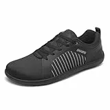 SAGUARO Barfuss Schuhe Herren - Minimalschuhe mit Zero Drop Sohle - rutschfest Fitnessschuhe Barfuß Laufschuhe Sommerschuhe Stoffschuhe Breiter Zehenbox Walkingschuhe für Pendeln Schwarz,Gr.46