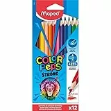Maped - ergonomische Drei-Kant-Buntstifte, Farbstifte COLOR'PEPS STRONG - besonders stabile Mine 3,2 mm - 12x Stifte