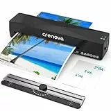 Crenova Laminiergerät A4 mit Schneidemaschine, Kalt- und Heißmodus, Laminator mit 10 Laminierfolien, ideal für Schule, Büro und Fotostudio, Schwarz (A4+10pcs)