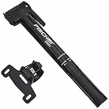 FISCHER Fahrrad Mini-Pumpe | T-Griff | hohe Pumpleistung | mit Doppelkopf | Schnellverschluss | inkl. Rahmenhalter | schwarz