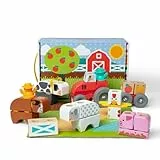 Melissa & Doug - Blockables Bauernhof Bauset - 56 teiliges Set mit Holzbausteinen, Steckverbindungen, Filzaccessoires und mehr für kreatives Bauen und Spielen, für Kinder ab 2 Jahren
