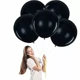 Schwarze Groß Luftballons 45cm/18Zoll - 5 Stück Riesen Halloween Ballons, Runde Helium Partyballon Deko, Latex Luftballon für Schwarze Party, Geburtstag, Halloween Dekorationen