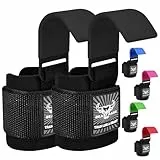 BEAST RAGE Gewichtheberhaken, Handgelenkriemen, dickes Neopren, gepolstert, gummiert, Fitnessbandagen, rutschfest, Kreuzheben, Training, Fitnessstudio, Workout, Herren und Damen (Schwarz)
