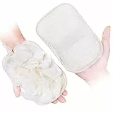 mikimini Badehandschuhe für Damen, 2 Stück, Natürlicher Luffa-Schwamm & Peeling-Pad, Wiederverwendbarer Duschhandschuh für Körperpflege, Peeling und SPA