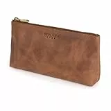 Berliner Bags Vintage Kosmetiktasche Anna, Kleiner Kulturbeutel, Schminktasche aus Leder, Federmäppchen für Damen - Braun