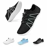 Geweo Barfußschuhe Herren Damen Bequem Barfuss Schuhe Sneaker Leichte Atmungsaktive Zero Drop Minimalschuhe für Fitness Yoga Wandern, rutschfeste Sportschuhe für Indoor & Outdoor Unisex Schwarz 40EU