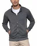 LAOARA Herren Sweatjacke Pullover Hoodie Sweatshirt ohne Kapuze mit Reißverschluss Zipper Fleecejacke Grau XL