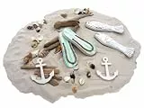 ZauberDeko Tischdeko Maritim Streudeko Mix Sand Muscheln Anker Fische Weiß Zehentrenner Türkis 650g