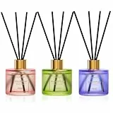 DIUFJAG Raumduft Diffuser 3 x 50ml Mit 15 Duftstäbchen,Pfirsich/Gardenie/Birne Freesie,Natürlich,Langanhaltend,Home Duft Reed Diffusor Lufterfrischer für Schlafzimmer Büro Badezimmer