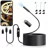 Endoskopkamera mit Licht, Aopick 1920 HD Endoskop-Kamera Handy mit 8 LED Licht, Kein WLAN Erforderlich Inspektionskamera Ip67 Wasserdichtes Kanal-Kamera für Android & iPhone, Samsung (16.4 ft/5m)