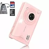 Longyi 4K 48MP Digitalkamera, Kamera Fotokamera mit 32GB SD Karte, 16X Digitalzoom, Vlogging Kompaktkamera mit USB Kabel Tragbare Taschefür Kinder, Anfänger, Teenager und Schüler as Gift（Rose