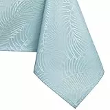 AmeliaHome Tischdecke oval 140x180 cm Tischtuch Tafeldecke Fleckschutz Lotuseffekt Abwaschbar Wasserabweisend Ornament Gaia hellblau
