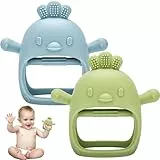 Beißring Baby, 2 Stück Spielzeug 0 3 6 9 12 Monate, Zahnungshilfe Baby ab 3 Monate, Handschuh Beissring, Sensorisches Fäustling Beißspielzeug Geschenke für Neugeborene Kleinkinder