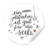 24 runde, witzige Aufkleber: ein Plätzchen ist immer gut für die Seele. Weihnachtsetiketten im schönen Handlettering Design, MATTE Papieraufkleber für Kekse und Gebäck, Gebäckdosen, Keksdosen