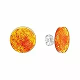 ANDANTE Premium Collection - Echter OSTSEE Bernstein Ohrstecker Ohrringe in 925 Sterling Silber ** Miss Minimalist ** Zertifiziert - Gold des MEERES - Farbe Cognac