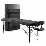 DR.LOMILOMI Tragbarer Massageliege, ultraleicht, Reisegröße, Aluminium, faltbar, breites Spa-Bett, Paket 302 Halia (schwarz, Standard)