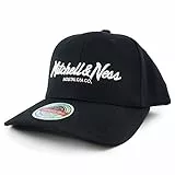 Mitchell & Ness Branded Pinscript Snapback Cap Black