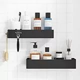 Kitsure Duschablage ohne Bohren - 2 Stück rostfreie Badezimmer Organizer, schnell trocknende Badregal ohne Bohren mit großer Kapazität, langlebige Shampoo Halterung für Duschel, 4027BL