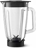 Philips Domestic Appliances Mixbehälter, 1,5 l Glasbecher, ProBlend Technologie, Spülmaschinenfest, (HR0721/00), Schwarz