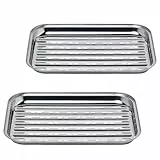 GOURMEO BBQ Grillschalen 2er Set - Edelstahl Grillkorb Gemüse - Grillschale Außenbereich - Zubehör Schale für Gemüse Fisch oder Fleisch - Grillpfanne Grillblech für u.a. Gasgrill