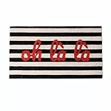 FISURA – Fußmatte Oh là là“ aus Kokosfaser mit Rutschfester PVC-Unterseite. Handbemalte schwarz-weiße Streifenmatte mit französischem Flair. Maße: 70 cm x 40 cm.