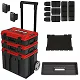 Original Einhell E-Case Tower Systemkoffer-Set (max. 120 kg, bestehend aus 3 Koffern inkl. Zubehör, Aufbewahrung & Transport von Zubehör und Werkzeug, stapelbar, verknüpfbar)
