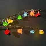 Riaxuebiy Niedliche Frosch Form Lichterketten Frosch Nachtlicht Batteriebetriebenes für Halloween Weihnachten Thanksgiving Home Party Kinder Schlafzimmer Dekoration (Bunter Frosch, 1.65M/10LED)