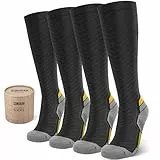SONORAN 2 Pairs Kompressionsstrümpfe Damen und Herren Klasse 2 Stützstrümpfe Kompressionssocken Compression Socks Kompression für Running, Reisen, Sport S/M（Schwarz Gelb）