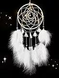 Nice Dream Traumfänger mit LED Licht, Handgemachte Dreamcatcher mit Federn, Maiden Zimmer Schlafzimmer Romantische Dekoration, für Wandbehang Wohnkultur Ornamente Handwerk Weiß