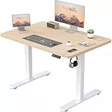 JUMMICO Höhenverstellbarer Elektrischer Schreibtisch mit USB Ladeanschluss, Schreibtisch Höhenverstellbar, Ergonomischer Steh-Sitz Tisch 100 x 60 cm, Beige