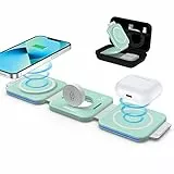 ZUMSEY 3 in 1 Faltbare kabellose Reiseladestation, Apple Ladestation Für Apple Watch und iPhone iPods, Wireless Charger für iPhone 16 15 14 13 12 Pro Max Plus/iWatch 10/9/Ultra/8/7/6/SE/5/4/3/AirPods