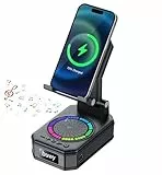 buwy Vatertagsgeschenk für Papa,Telefonständer mit Bluetooth-Lautsprecher, 5-in-1 Musikbox Bluetooth mit Kabelloses Ladegerät, Erstellbare Handyhalterung, 7 LED-Farben, Geschenke für Männer/Frauen