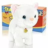 SWTOIPIG Interaktives Elektronisches Plüschtier – Upgrade mit LED-Lichtaugen, Animierte Soundsteuerung, Elektronisches Haustier, Roboter, Katze, Kätzchen, Spielzeug, Geschenke für Jungen und Mädchen