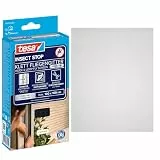tesa Insect Stop Klett Fliegengitter Premium für Fenster, Insektenschutz mit starkem Klettband, rückstandsfrei entfernbar, zuschneidbar, ohne Bohren - 100 cm x 100 cm - Anthrazit (Durchsichtig)